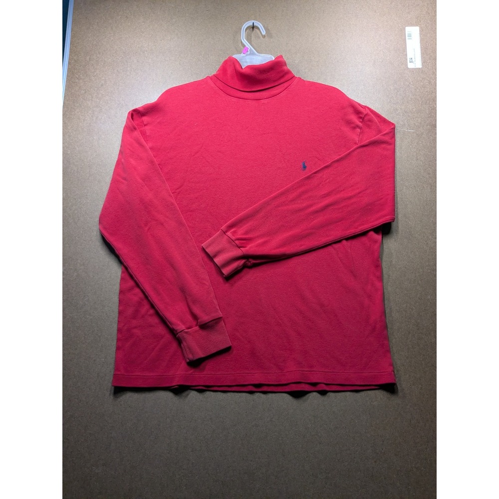 Polo Ralph Lauren Mens Red Long Sleeve Turtleneck Cotton Shirt Size M